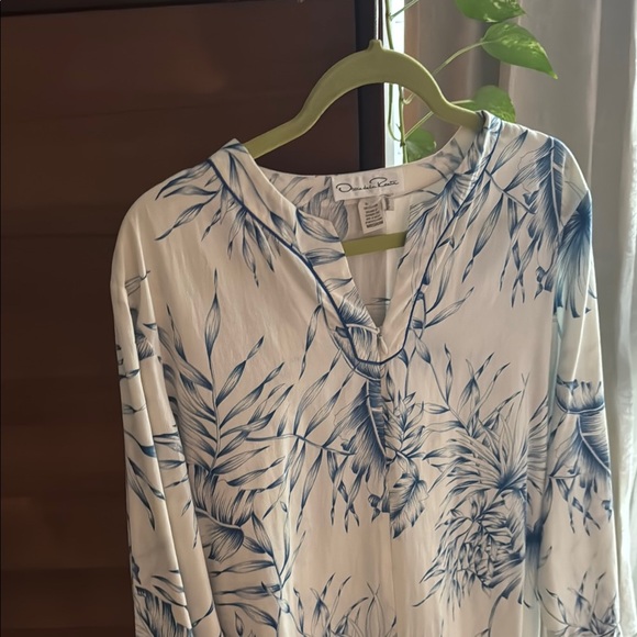 Oscar De La Renta Vibtage Blue Palms kaftan size Medium - Picture 3 of 6